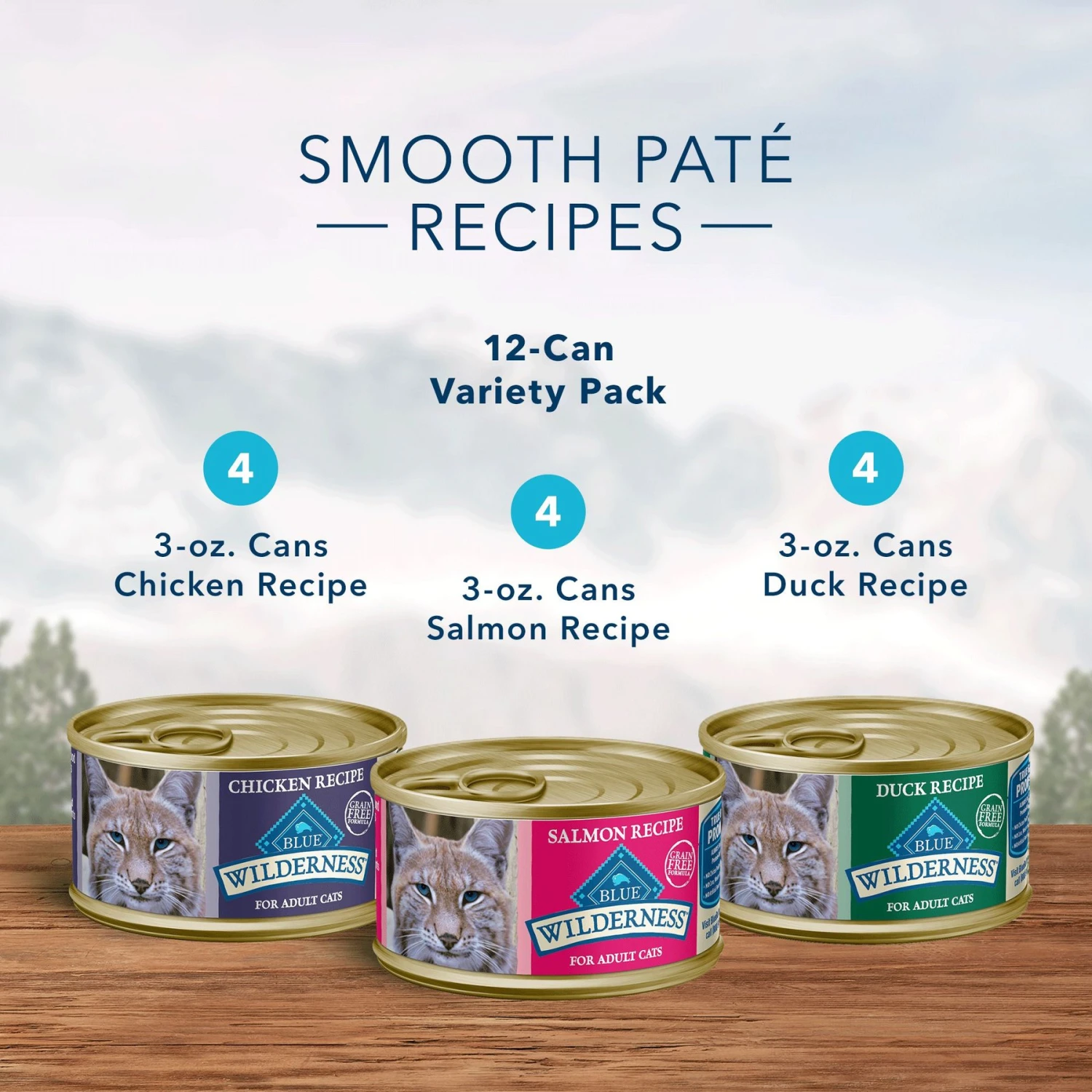 Blue Buffalo Wilderness Pate Variety Pack Duck, Chicken & Salmon Grain-Free Cat Canned Food 3 Blue Buffalo Wilderness Pate Variety Pack Duck, Chicken & Salmon Grain-Free Cat Canned Food - Image 3