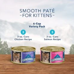 Blue Buffalo Wilderness Pate Kitten Variety Pack With Chicken & Salmon Grain-Free Cat Food -Blue Buffalo 114188 PT3. AC SS1800 V1600989971