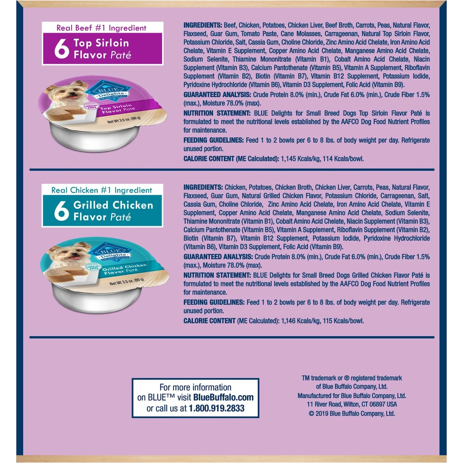 Blue Buffalo Divine Delights Pate Variety Pack Top Sirloin & Grilled Chicken Flavor Dog Food Trays 2 Blue Buffalo Divine Delights Pate Variety Pack Top Sirloin & Grilled Chicken Flavor Dog Food Trays - Image 2