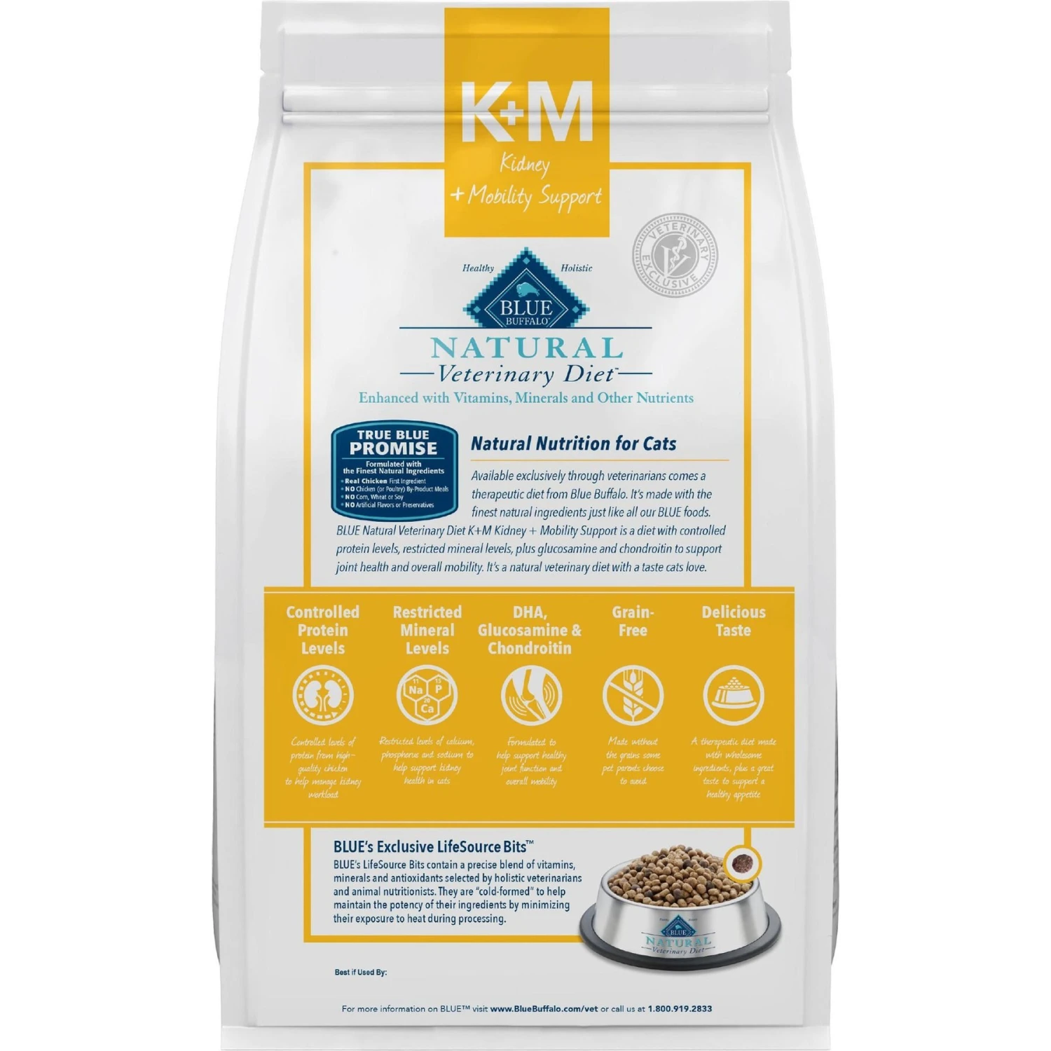 Blue Buffalo Natural Veterinary Diet K+M Kidney + Mobility Support Grain-Free Dry Cat Food 2 Blue Buffalo Natural Veterinary Diet K+M Kidney + Mobility Support Grain-Free Dry Cat Food - Image 2