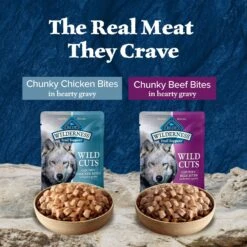 Blue Buffalo Wilderness Trail Toppers Wild Cuts Variety Pack Chunky Chicken & Beef Bites In Gravy Grain-Free Dog Food Topper, 3-oz, Pouch Of 12 -Blue Buffalo 228599 PT2. AC SS1800 V1689356492
