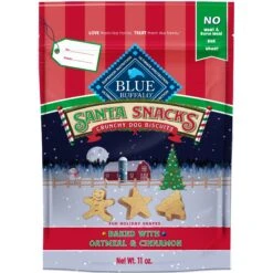 Blue Buffalo Holiday Santa Snacks Oatmeal & Cinnamon Crunchy Dog Treats, 11-oz Bag