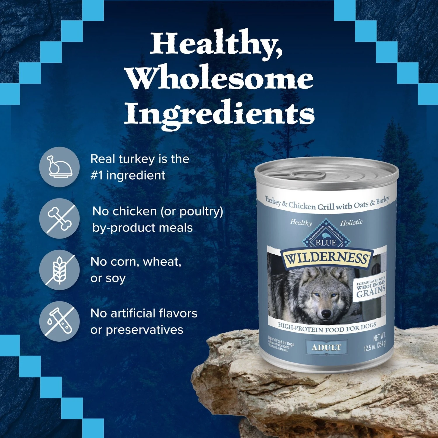Blue Buffalo Wilderness Turkey & Chicken Grill With Oats & Barley Adult Wet Dog Food 6 Blue Buffalo Wilderness Turkey & Chicken Grill With Oats & Barley Adult Wet Dog Food - Image 6