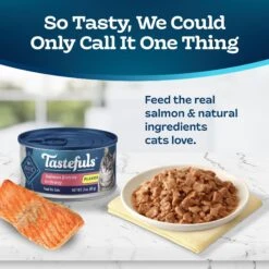 Blue Buffalo Tastefuls Salmon Entrée In Gravy Flaked Wet Cat Food, 3-oz Can, Case Of 24 10 Blue Buffalo Tastefuls Salmon Entrée In Gravy Flaked Wet Cat Food, 3-oz Can, Case Of 24 -Blue Buffalo 264531 PT2. AC SS1800 V1630731401