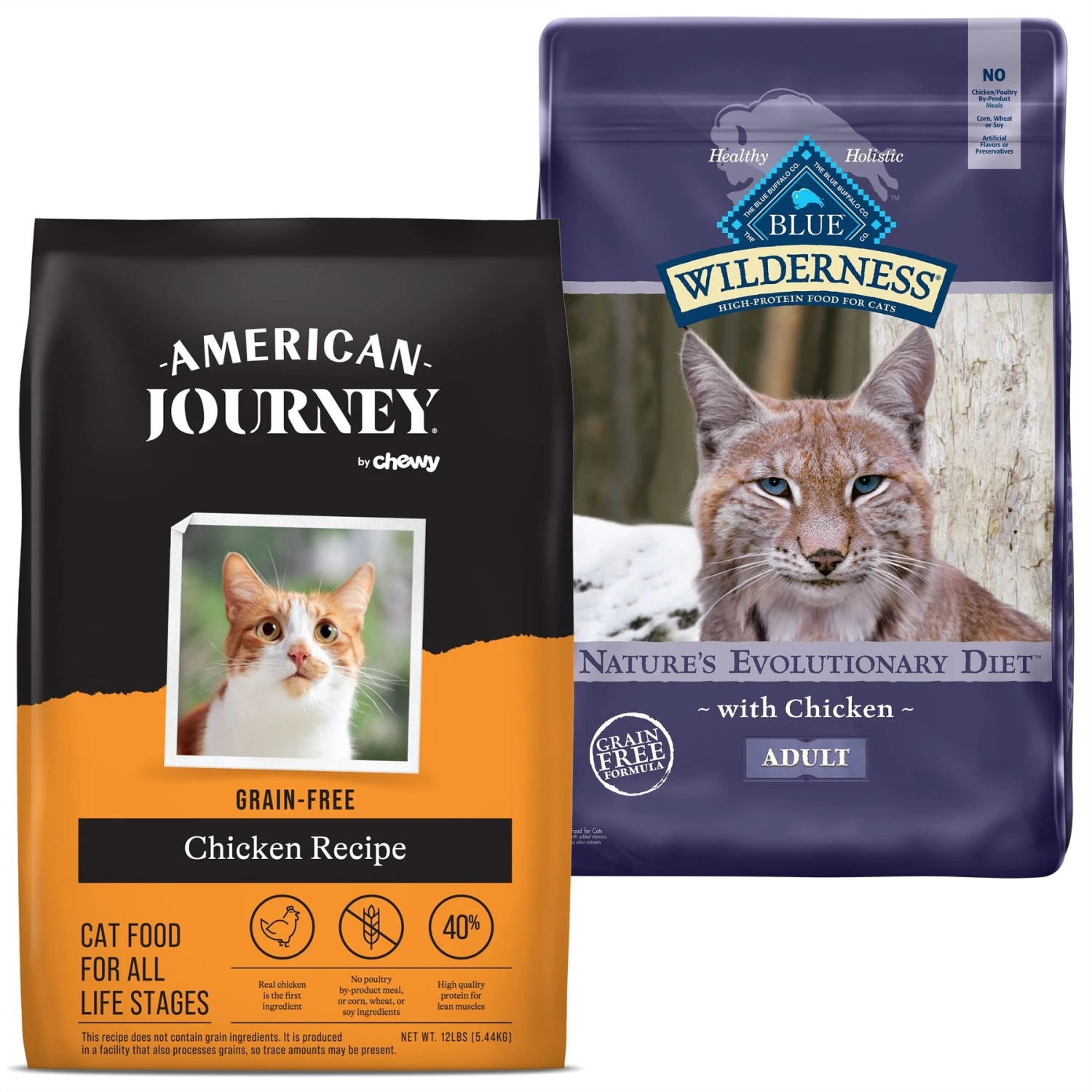 American Journey Chicken Recipe Grain-Free Dry Cat Food & Blue Buffalo Wilderness Chicken Recipe Grain-Free Dry Cat Food 1 American Journey Chicken Recipe Grain-Free Dry Cat Food & Blue Buffalo Wilderness Chicken Recipe Grain-Free Dry Cat Food