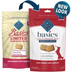 Blue Buffalo Basics Skin & Stomach Care Salmon & Potato Recipe Adult Dry Dog Food & Blue Buffalo Basics Skin & Stomach Care Biscuits Salmon & Potato Dog Treats -Blue Buffalo 292682 PT5. AC SS1800 V1646350154