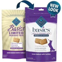 Blue Buffalo Basics Skin & Stomach Care Grain-Free Formula Turkey & Potato Recipe Adult Dry Dog Food & Blue Buffalo Basics Skin & Stomach Care Biscuits Turkey & Potato Dog Treats -Blue Buffalo 292686 PT5. AC SS1800 V1646349552
