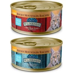 Blue Buffalo Wilderness Rocky Mountain Recipe Flaked Red Meat Feast Adult Grain-Free Canned Cat Food & Blue Buffalo Wilderness Rocky Mountain Recipe Flaked Trout Feast Adult Grain-Free Canned Cat Food