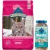 Blue Buffalo Wilderness Salmon Recipe Grain-Free Dry Cat Food & Blue Buffalo Bursts With Savory Seafood Cat Treats
