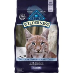 Blue Buffalo Wilderness High Protein Natural Grain-Free Chicken Mature Dry Cat Food & Blue Buffalo Wilderness Chicken Formula Crunchy Grain-Free Cat Treats -Blue Buffalo 338655 PT1. AC SS1800 V1635894719