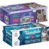 Blue Buffalo Tastefuls Tuna, Chicken, Fish & Shrimp Entrées Variety Pack Flaked Wet Cat Food & Blue Buffalo Wilderness Pate Variety Pack Duck, Chicken & Salmon Grain-Free Cat Canned Food