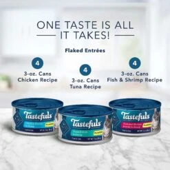 Blue Buffalo Tastefuls Tuna, Chicken, Fish & Shrimp Entrées Variety Pack Flaked Wet Cat Food & Blue Buffalo Wilderness Pate Variety Pack Duck, Chicken & Salmon Grain-Free Cat Canned Food -Blue Buffalo 353336 PT3. AC SS1800 V1639538203