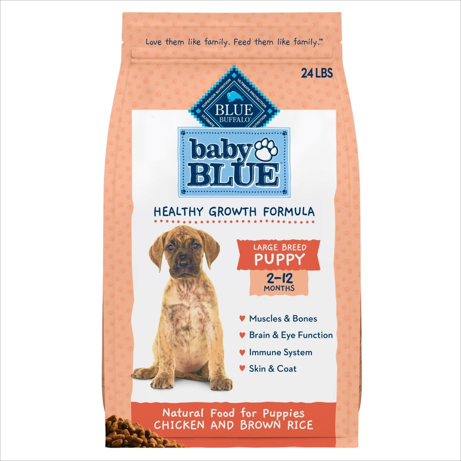 Blue Buffalo Baby Blue Large Breed Healthy Growth Formula Natural Chicken & Brown Rice Recipe Puppy Dry Food, 24-lb Bag 1 Blue Buffalo Baby Blue Large Breed Healthy Growth Formula Natural Chicken & Brown Rice Recipe Puppy Dry Food, 24-lb Bag