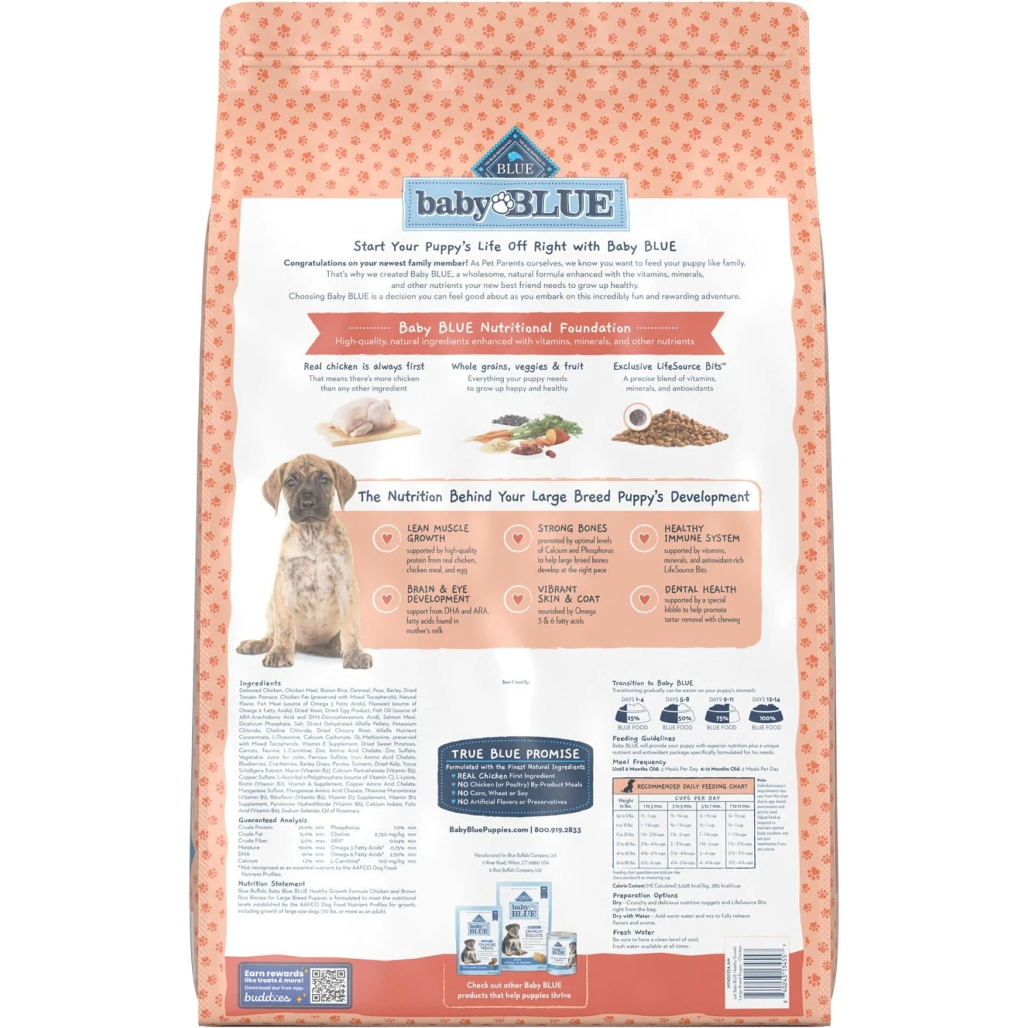 Blue Buffalo Baby Blue Large Breed Healthy Growth Formula Natural Chicken & Brown Rice Recipe Puppy Dry Food, 24-lb Bag 2 Blue Buffalo Baby Blue Large Breed Healthy Growth Formula Natural Chicken & Brown Rice Recipe Puppy Dry Food, 24-lb Bag - Image 2