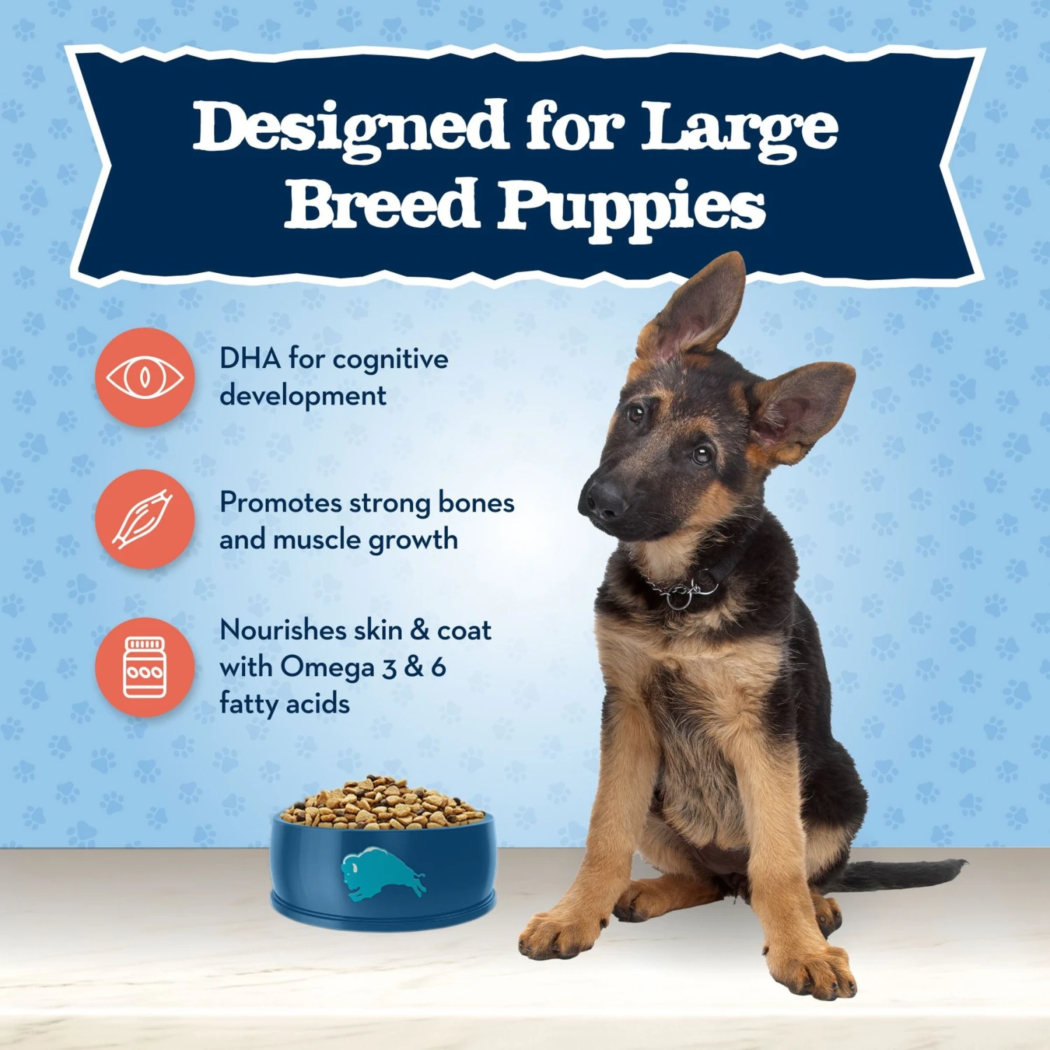 Blue Buffalo Baby Blue Large Breed Healthy Growth Formula Natural Chicken & Brown Rice Recipe Puppy Dry Food, 24-lb Bag 4 Blue Buffalo Baby Blue Large Breed Healthy Growth Formula Natural Chicken & Brown Rice Recipe Puppy Dry Food, 24-lb Bag - Image 4