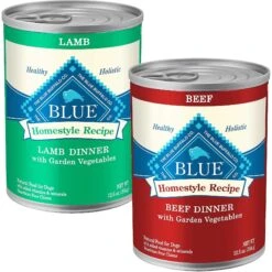Blue Buffalo Homestyle Recipe Lamb Dinner With Garden Vegetables Canned Dog Food & Blue Buffalo Homestyle Recipe Beef Dinner With Garden Vegetables & Sweet Potatoes Canned Dog Food