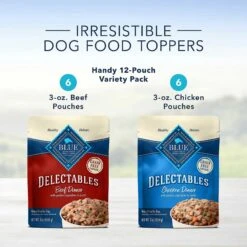 Blue Buffalo Delectables Chicken & Beef Dinner Variety Pack Grain-Free Wet Dog Food Topper, 3-oz Pouches, Case Of 12 & Blue Buffalo Freedom Adult Chicken Recipe Grain-Free Dry Dog Food -Blue Buffalo 356862 PT3. AC SS1800 V1640886088