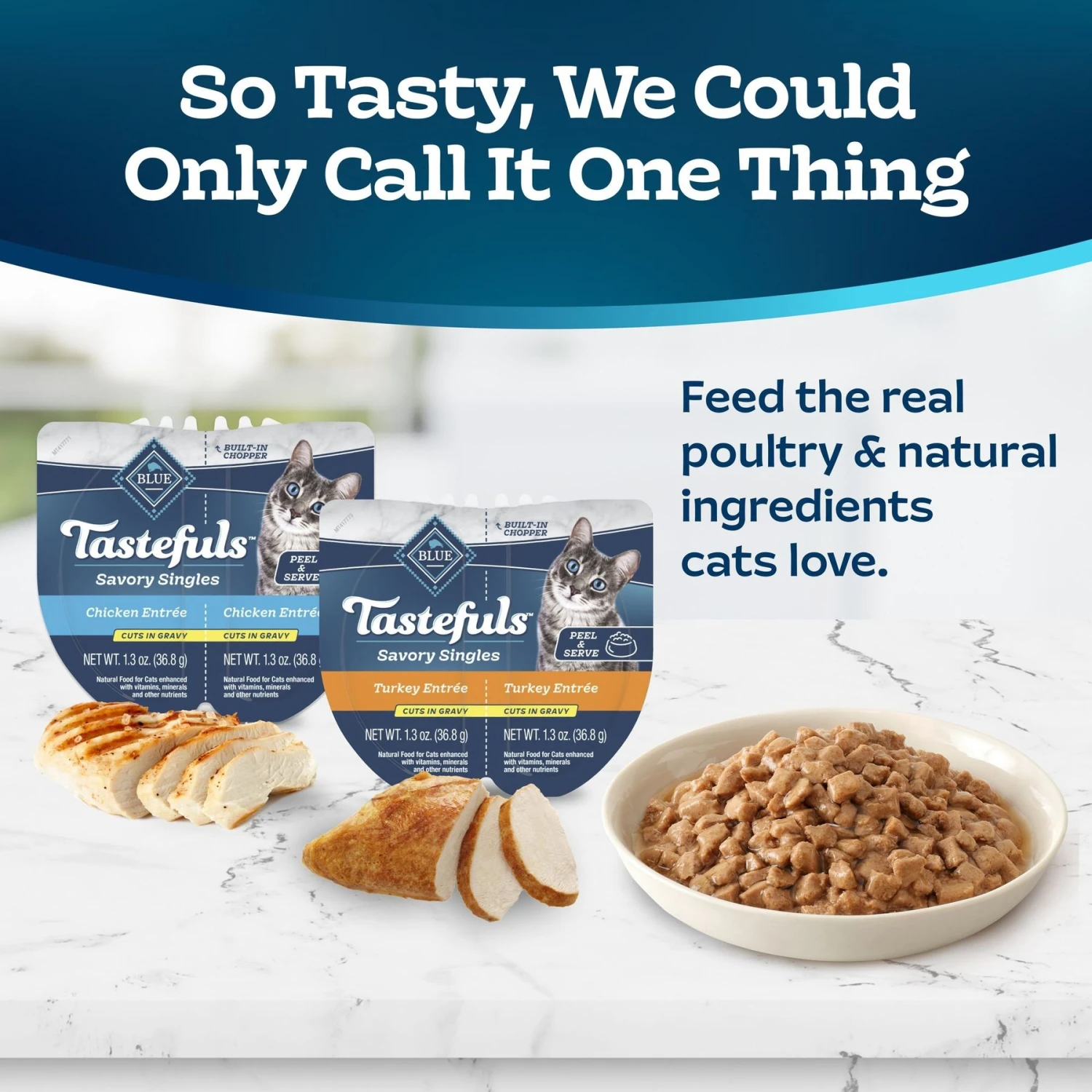 Blue Buffalo Tastefuls Savory Singles Chicken & Turkey Entrée Cat Food, 2.6-oz Cup, 24 Count 3 Blue Buffalo Tastefuls Savory Singles Chicken & Turkey Entrée Cat Food, 2.6-oz Cup, 24 Count - Image 3