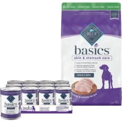 Blue Buffalo Basics Skin & Stomach Care Grain-Free Formula Turkey & Potato Recipe Adult Dry Dog Food & Blue Buffalo Basics Skin & Stomach Care Grain-Free Turkey & Potato Recipe Canned Dog Food