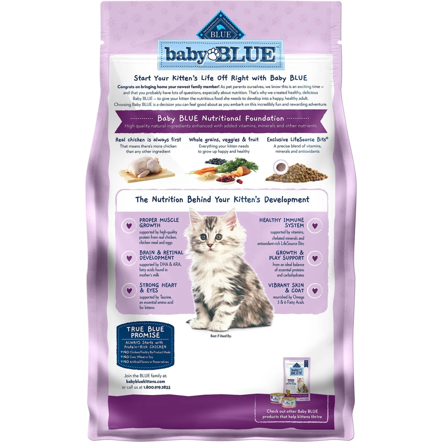Blue Buffalo Baby Blue Healthy Growth Formula Natural Chicken & Brown Rice Recipe Kitten Dry Food & Blue Buffalo Baby Blue Savory Chicken Kitten Treats, 2-oz Bag 3 Blue Buffalo Baby Blue Healthy Growth Formula Natural Chicken & Brown Rice Recipe Kitten Dry Food & Blue Buffalo Baby Blue Savory Chicken Kitten Treats, 2-oz Bag - Image 3