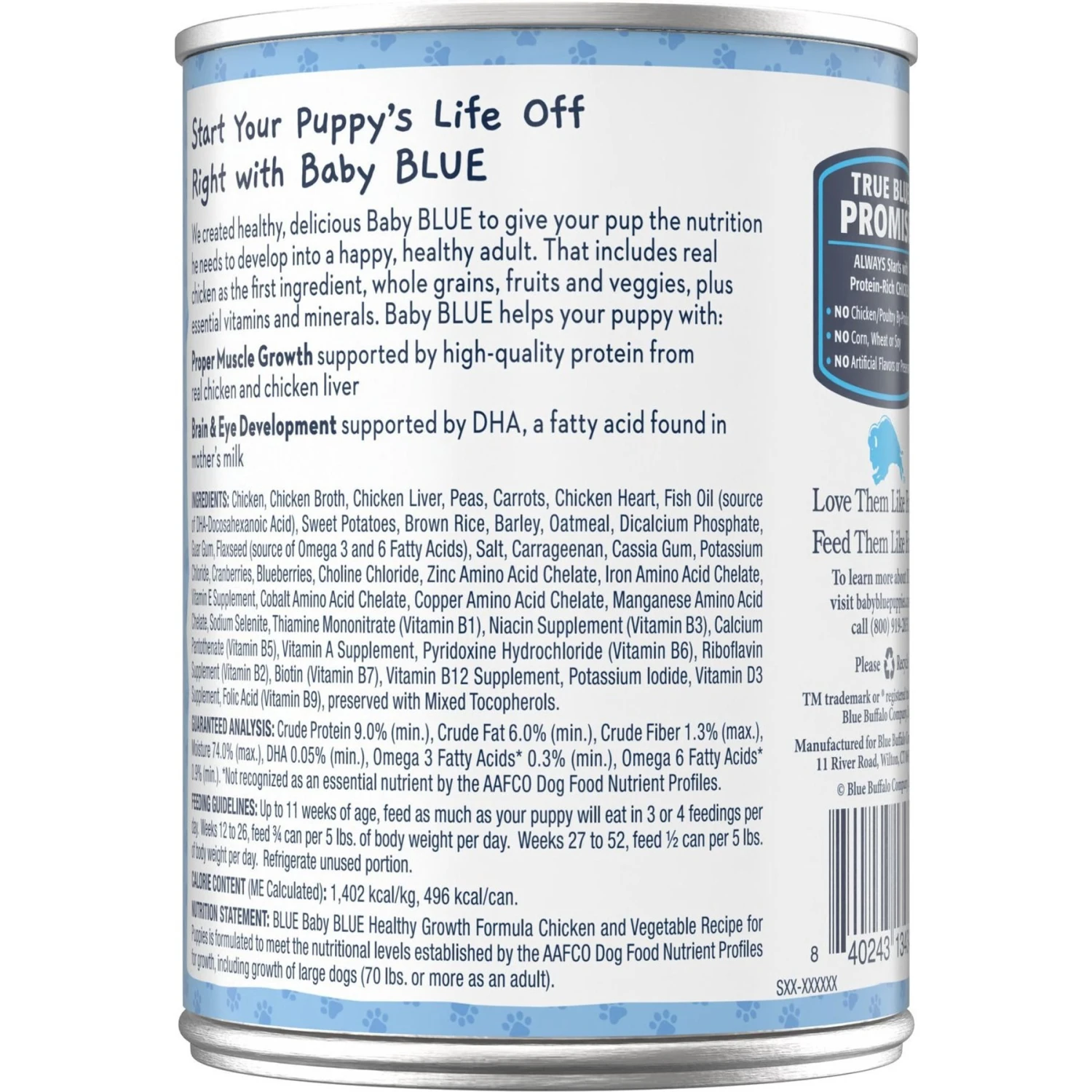 Blue Buffalo Baby Blue Healthy Growth Formula Natural Chicken & Vegetable Recipe Puppy Wet Food, 12.5-oz Cans, Case Of 12 2 Blue Buffalo Baby Blue Healthy Growth Formula Natural Chicken & Vegetable Recipe Puppy Wet Food, 12.5-oz Cans, Case Of 12 - Image 2