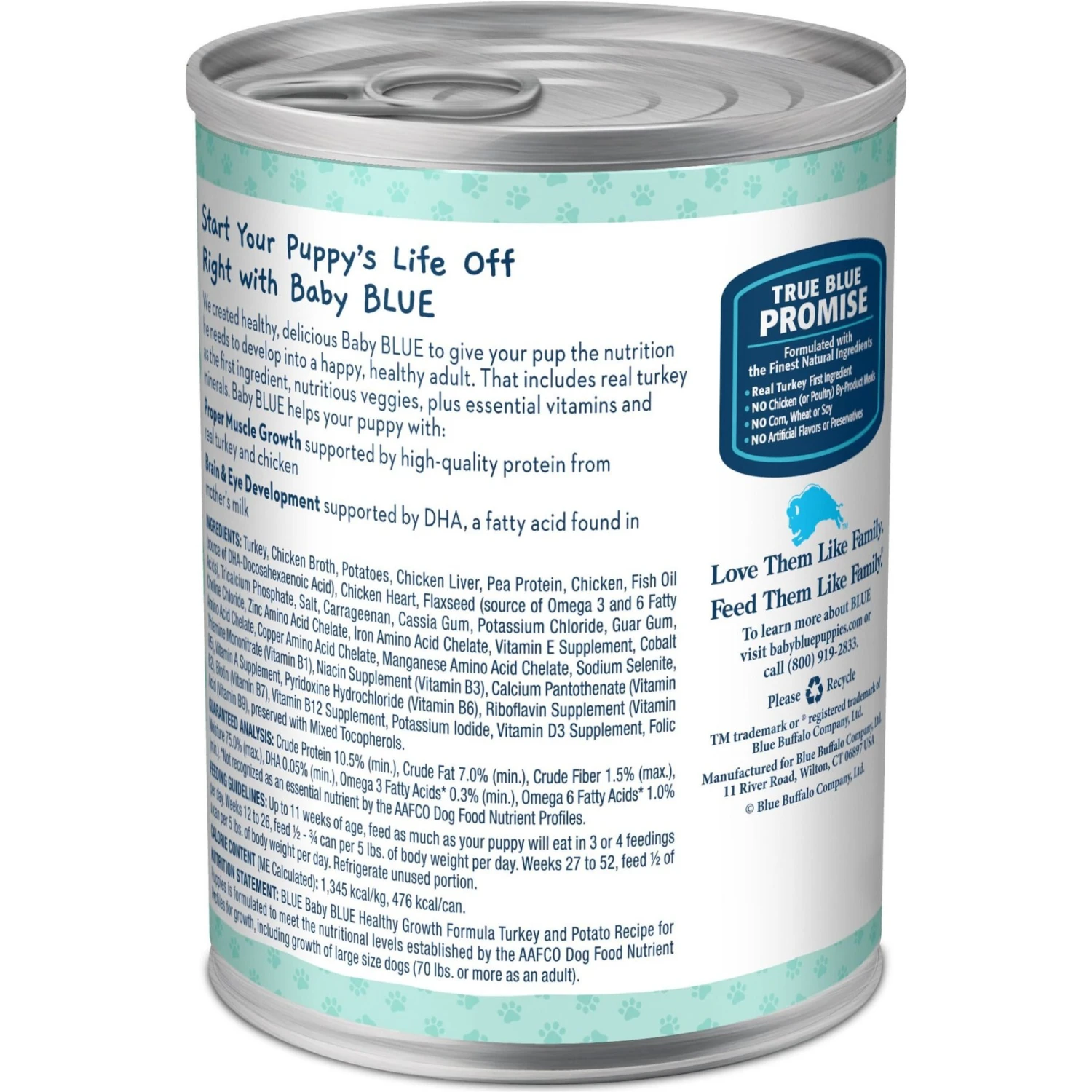 Blue Buffalo Baby Blue Healthy Growth Formula Grain-Free High Protein Turkey & Potato Recipe Puppy Wet Food, 12.5-oz Cans, Case Of 12 2 Blue Buffalo Baby Blue Healthy Growth Formula Grain-Free High Protein Turkey & Potato Recipe Puppy Wet Food, 12.5-oz Cans, Case Of 12 - Image 2
