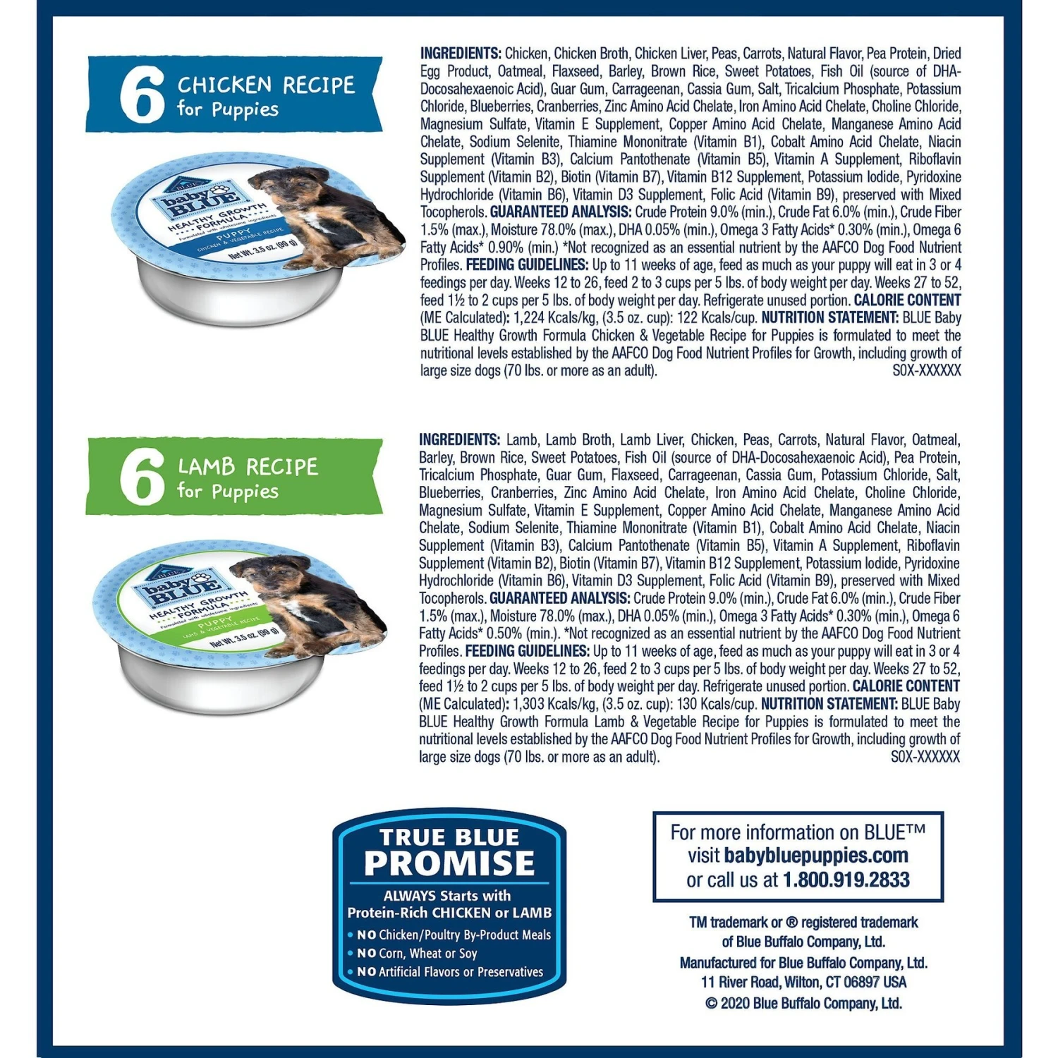 Blue Buffalo Baby Blue Natural Chicken, Lamb & Vegetable Recipe Variety Pack Puppy Wet Food, 3.5-oz Cans, Case Of 12 2 Blue Buffalo Baby Blue Natural Chicken, Lamb & Vegetable Recipe Variety Pack Puppy Wet Food, 3.5-oz Cans, Case Of 12 - Image 2