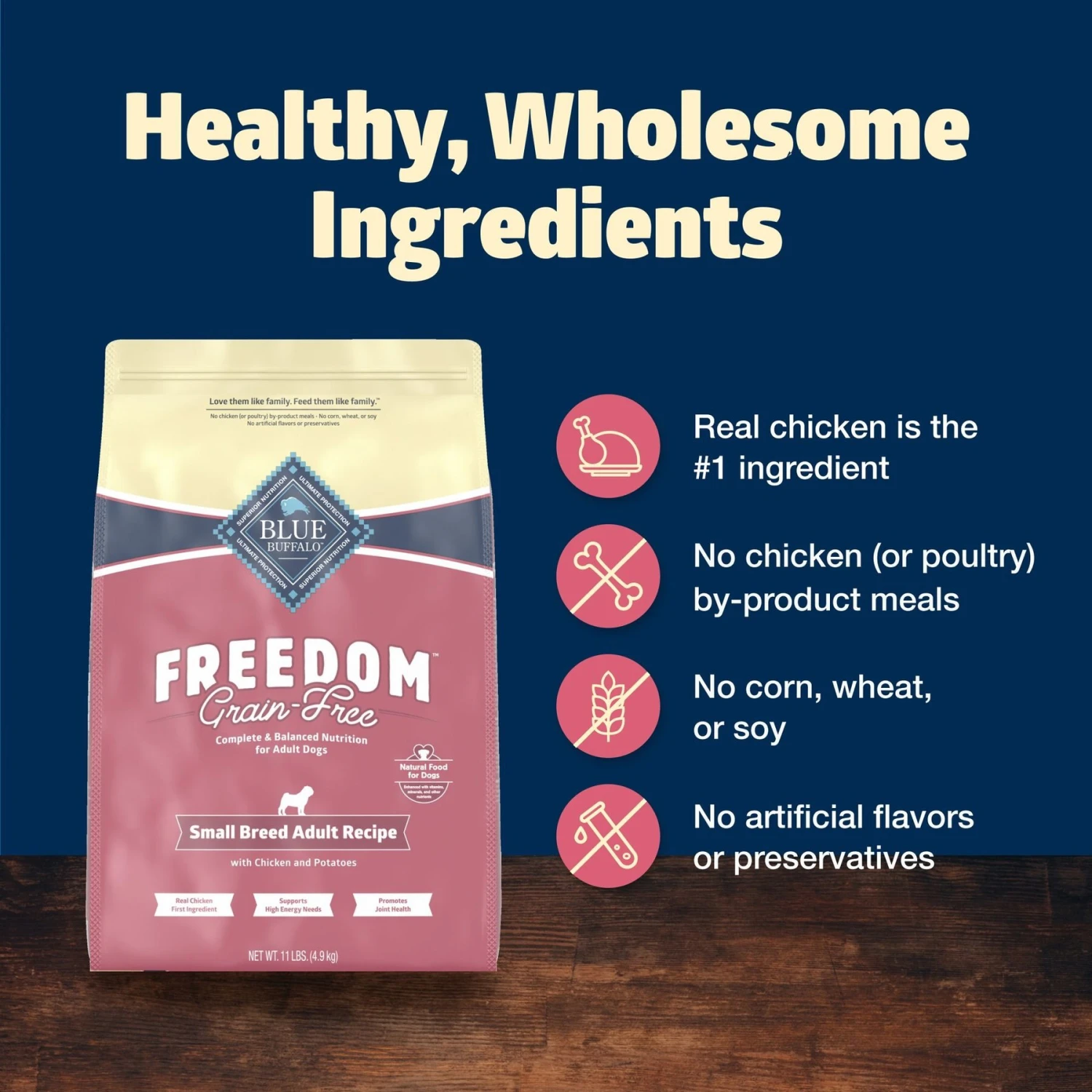 Blue Buffalo Freedom Small Breed Adult Chicken Recipe Grain-Free Dry Dog Food 5 Blue Buffalo Freedom Small Breed Adult Chicken Recipe Grain-Free Dry Dog Food - Image 5