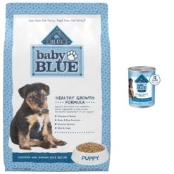 Blue Buffalo Baby Blue Healthy Growth Formula Natural Chicken & Brown Rice Recipe Puppy Dry Food & Blue Buffalo Baby Blue Healthy Growth Formula Natural Chicken & Vegetable Recipe Puppy Wet Food, 12.5-oz Cans, Case Of 12