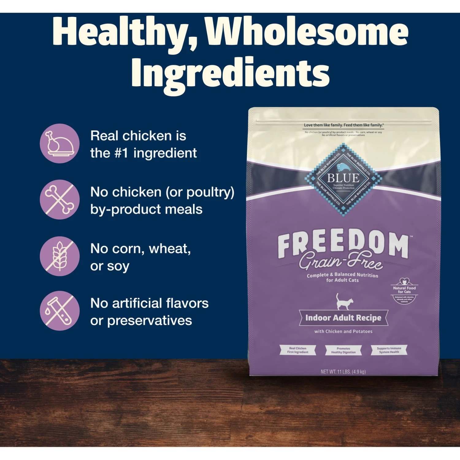 Blue Buffalo Freedom Indoor Adult Chicken Recipe Grain-Free Dry Cat Food 5 Blue Buffalo Freedom Indoor Adult Chicken Recipe Grain-Free Dry Cat Food - Image 5