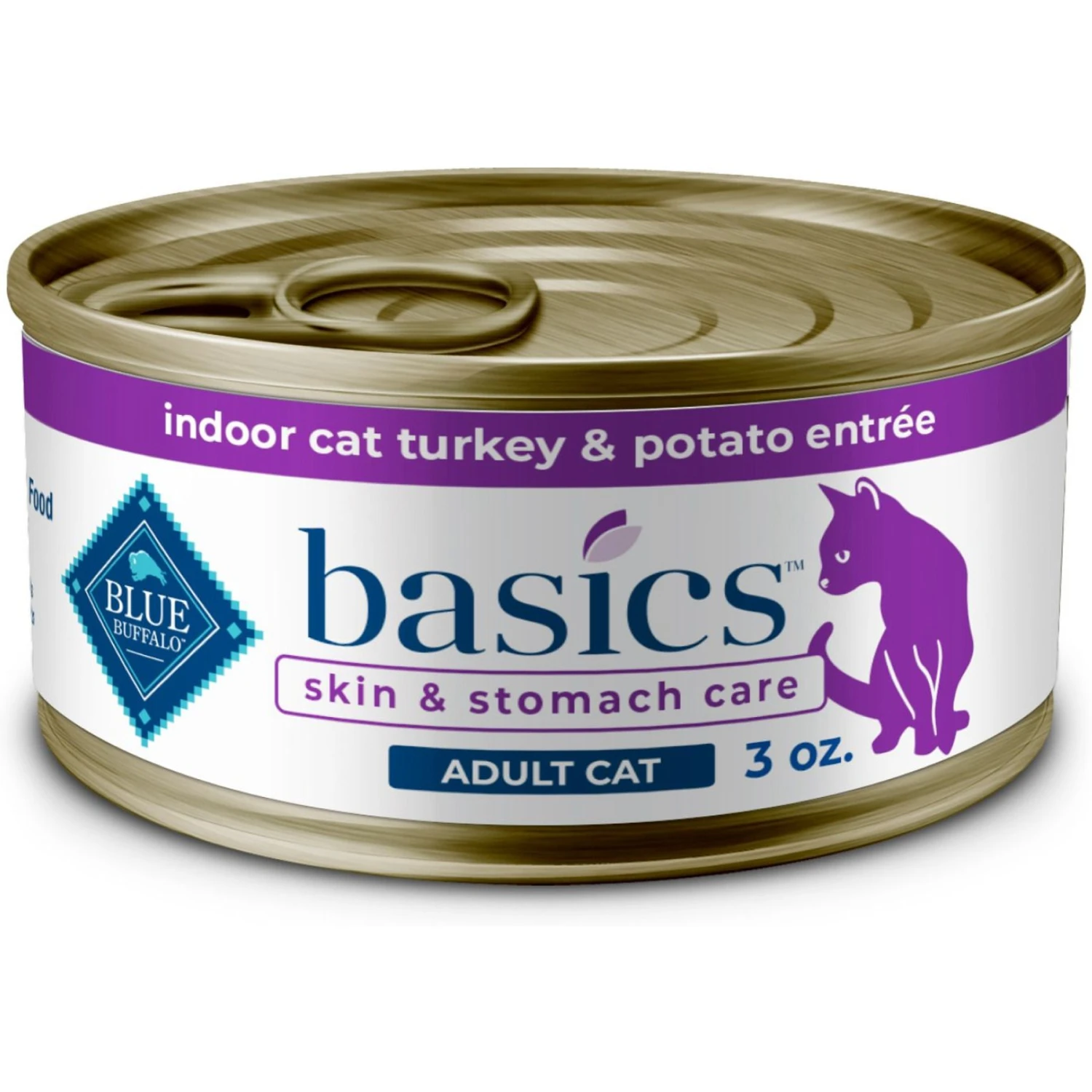 Blue Buffalo Basics Skin & Stomach Care Grain-Free Turkey & Potato Entree Indoor Adult Canned Cat Food 1 Blue Buffalo Basics Skin & Stomach Care Grain-Free Turkey & Potato Entree Indoor Adult Canned Cat Food