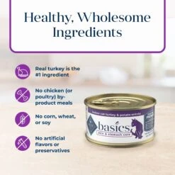 Blue Buffalo Basics Skin & Stomach Care Grain-Free Turkey & Potato Entree Indoor Adult Canned Cat Food 14 Blue Buffalo Basics Skin & Stomach Care Grain-Free Turkey & Potato Entree Indoor Adult Canned Cat Food -Blue Buffalo 51734 PT5. AC SS1800 V1646268999