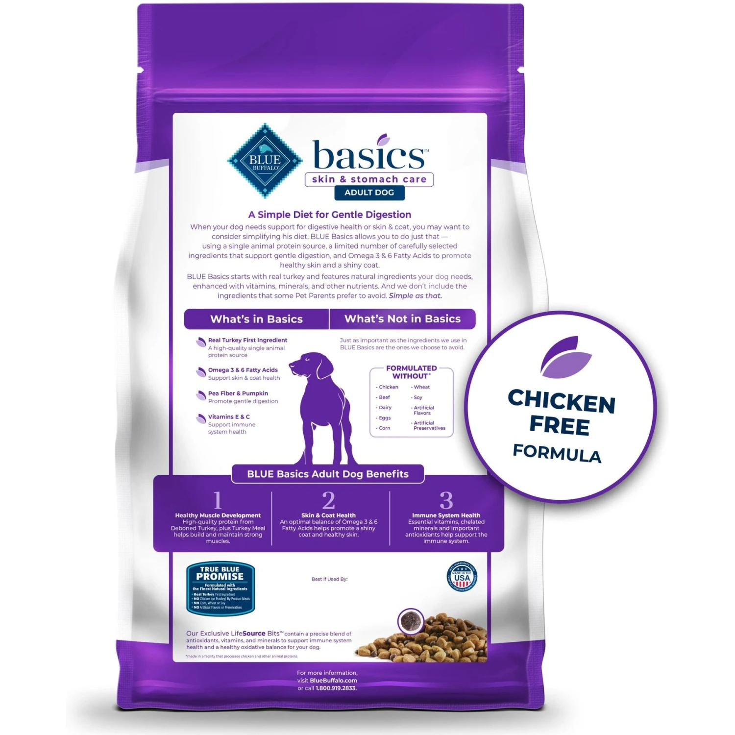 Blue Buffalo Basics Skin & Stomach Care Grain-Free Formula Turkey & Potato Recipe Adult Dry Dog Food 2 Blue Buffalo Basics Skin & Stomach Care Grain-Free Formula Turkey & Potato Recipe Adult Dry Dog Food - Image 2