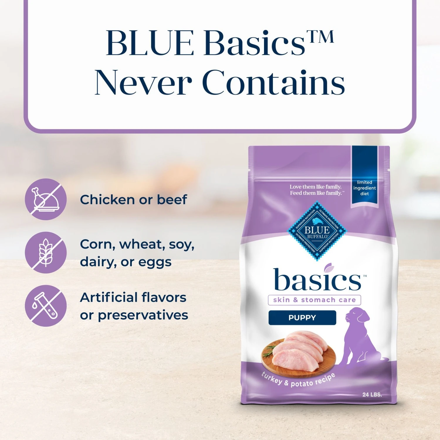Blue Buffalo Basics Skin & Stomach Care Turkey & Potato Recipe Puppy Dry Dog Food 6 Blue Buffalo Basics Skin & Stomach Care Turkey & Potato Recipe Puppy Dry Dog Food - Image 6