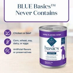 Blue Buffalo Basics Skin & Stomach Care Grain-Free Turkey & Potato Recipe Canned Dog Food -Blue Buffalo 51929 PT5. AC SS1800 V1646281283