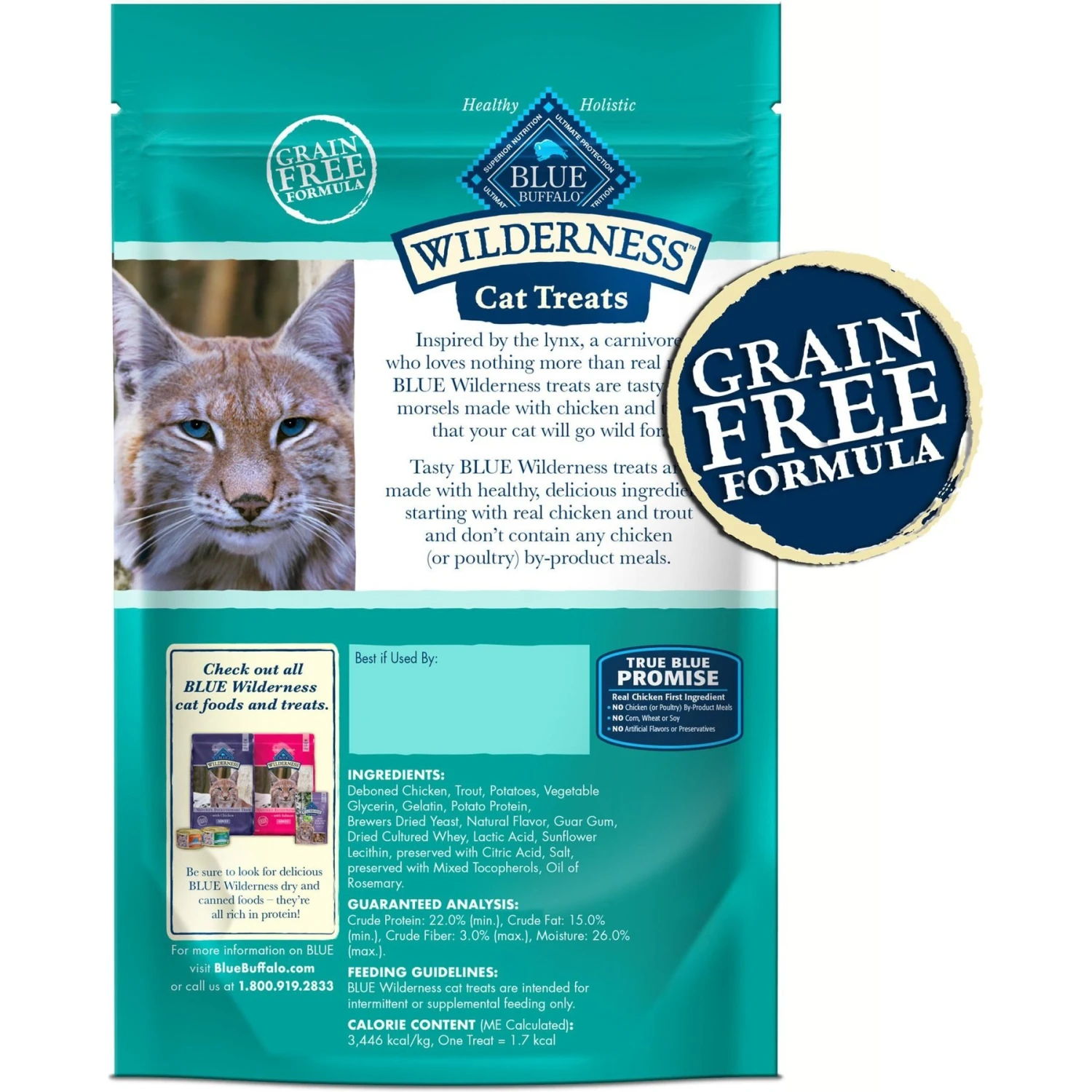 Blue Buffalo Wilderness Chicken & Trout Grain-Free Cat Treats 2 Blue Buffalo Wilderness Chicken & Trout Grain-Free Cat Treats - Image 2