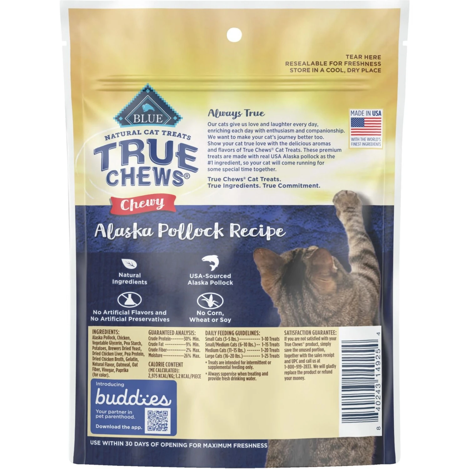 Blue Buffalo True Chews Natural Chewy Alaska Pollock Cat Treats 2 Blue Buffalo True Chews Natural Chewy Alaska Pollock Cat Treats - Image 2