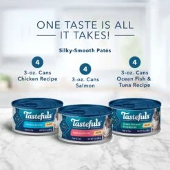 Blue Buffalo Tastefuls Salmon, Chicken, Ocean Fish & Tuna Entrées Variety Pack Pate Wet Cat Food, 3-oz Can, Case Of 12 & Blue Buffalo Tastefuls Tuna, Chicken, Fish & Shrimp Entrées Variety Pack Flaked Wet Cat Food -Blue Buffalo 662622 PT3. AC SS1800 V1667327418