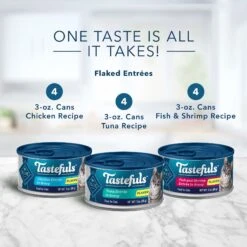 Blue Buffalo Tastefuls Salmon, Chicken, Ocean Fish & Tuna Entrées Variety Pack Pate Wet Cat Food, 3-oz Can, Case Of 12 & Blue Buffalo Tastefuls Tuna, Chicken, Fish & Shrimp Entrées Variety Pack Flaked Wet Cat Food -Blue Buffalo 662622 PT7. AC SS1800 V1667326829