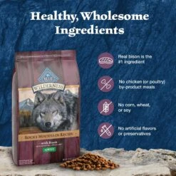 Blue Buffalo Wilderness Rocky Mountain Recipe Adult High Protein Natural Bison & Grain Dry Dog Food, 28-lb Bag -Blue Buffalo 711246 PT5. AC SS1800 V1694549467