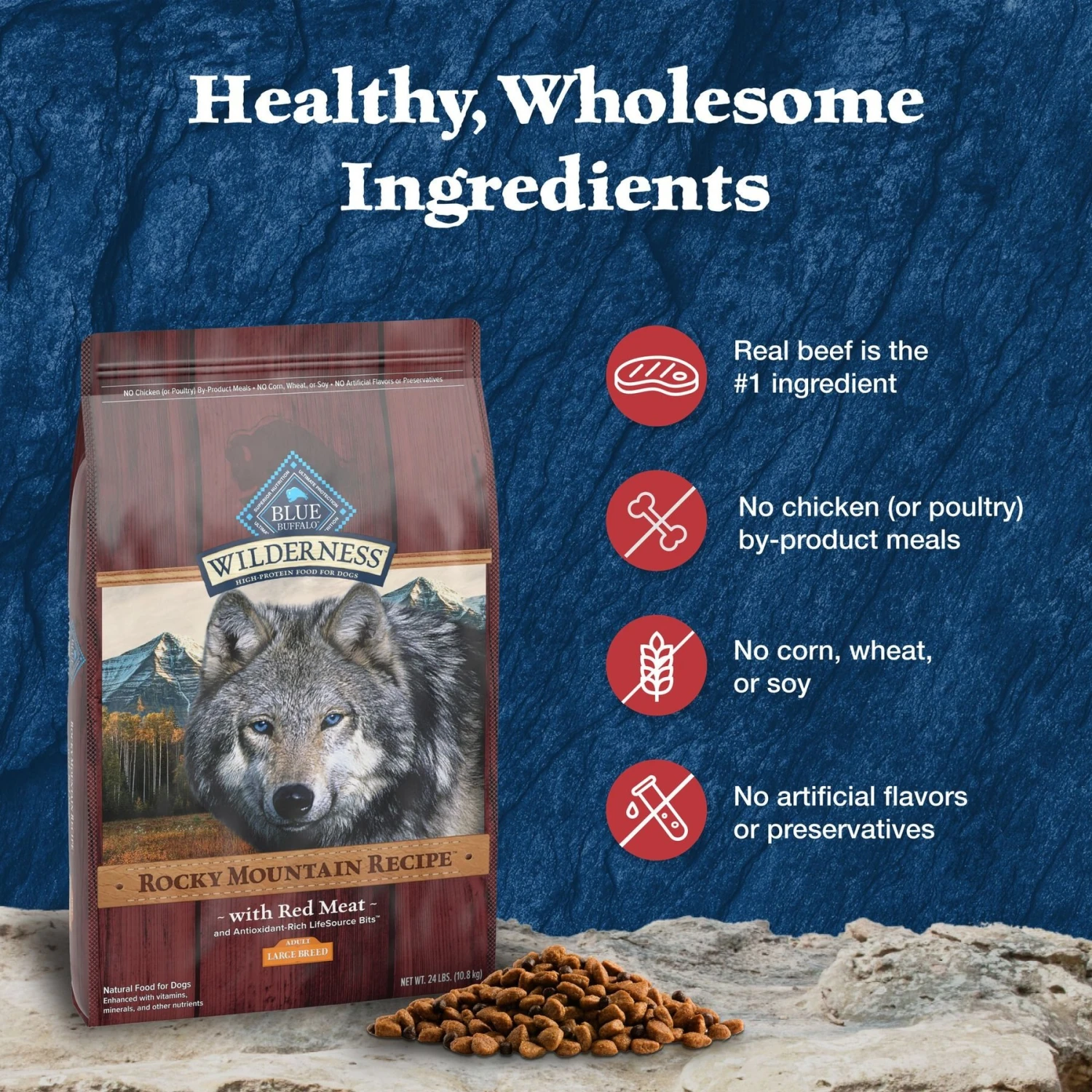 Blue Buffalo Wilderness Rocky Mountain Recipe Large Breed Adult High Protein Natural Red Meat & Grain Dry Dog Food 5 Blue Buffalo Wilderness Rocky Mountain Recipe Large Breed Adult High Protein Natural Red Meat & Grain Dry Dog Food - Image 5