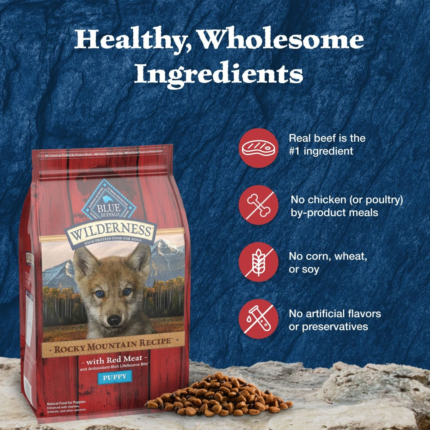 Blue Buffalo Wilderness Rocky Mountain Recipe Puppy High Protein Natural Red Meat & Grain Dry Dog Food 5 Blue Buffalo Wilderness Rocky Mountain Recipe Puppy High Protein Natural Red Meat & Grain Dry Dog Food - Image 5