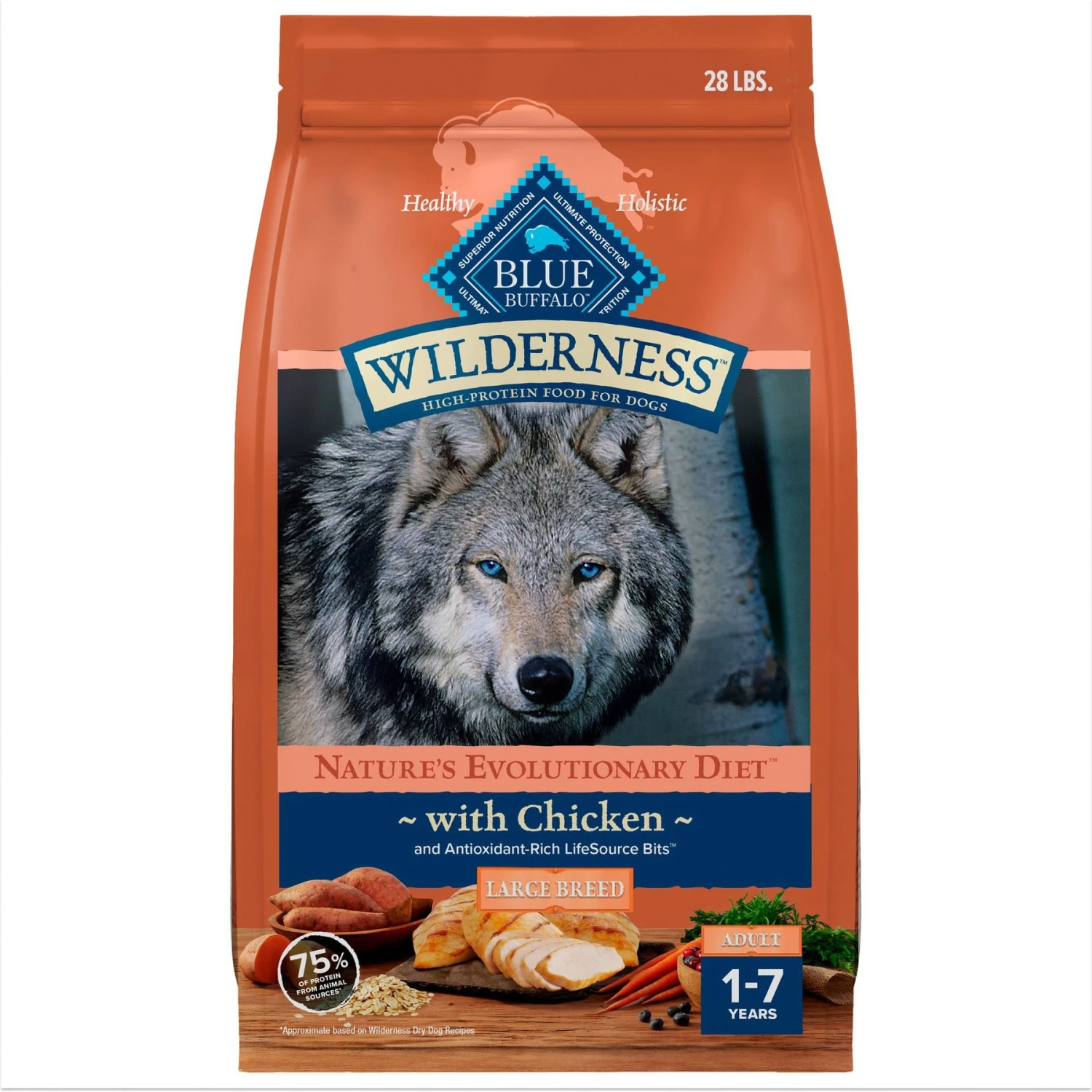 Blue Buffalo Wilderness Large Breed Adult High Protein Natural Chicken & Wholesome Grains Dry Dog Food 1 Blue Buffalo Wilderness Large Breed Adult High Protein Natural Chicken & Wholesome Grains Dry Dog Food