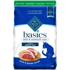 Blue Buffalo Basics Skin & Stomach Care Grain-Free Formula Duck & Potato Indoor Adult Dry Cat Food