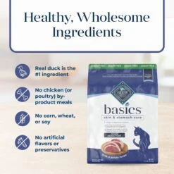 Blue Buffalo Basics Skin & Stomach Care Grain-Free Formula Duck & Potato Indoor Adult Dry Cat Food -Blue Buffalo 75578 PT5. AC SS1800 V1646251347