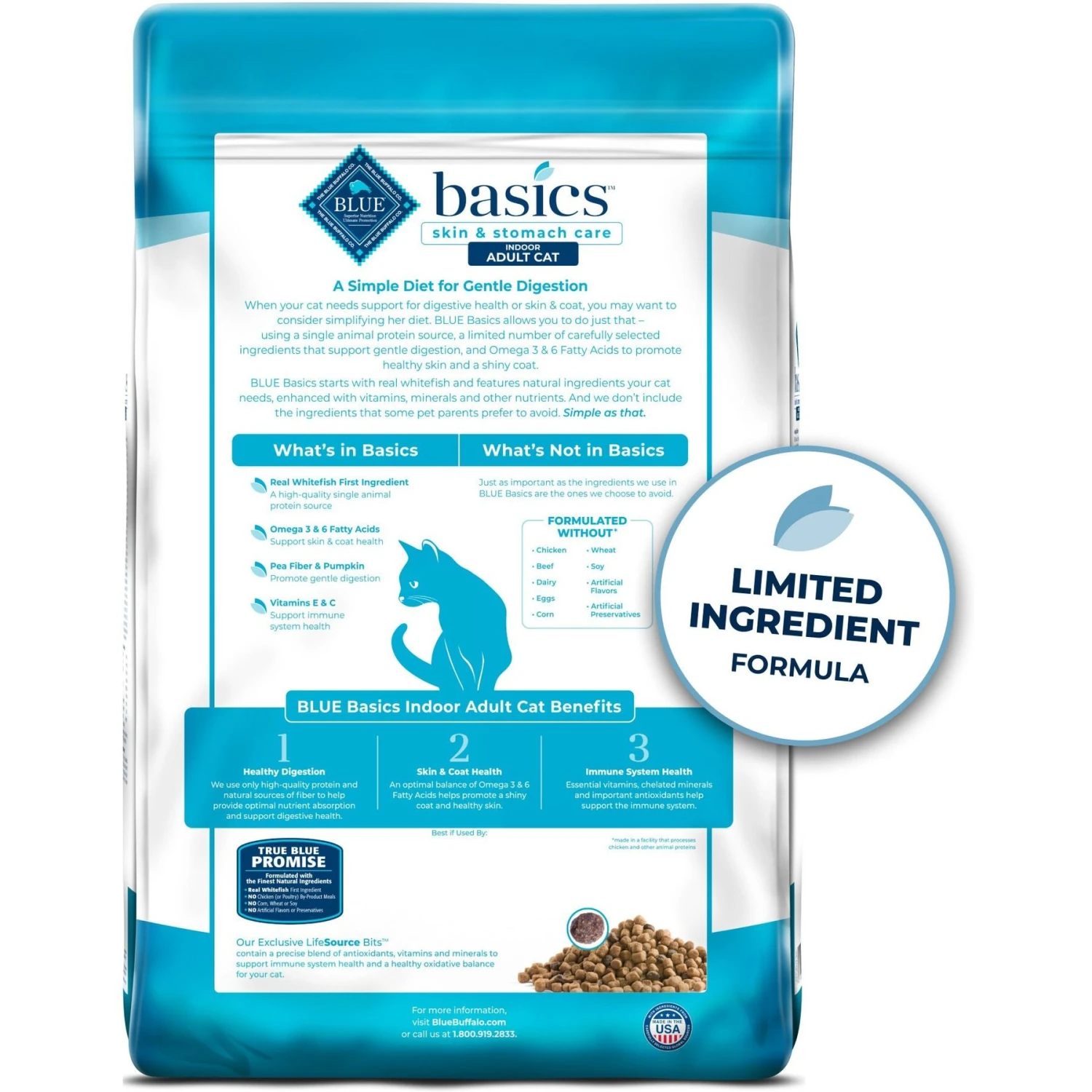 Blue Buffalo Basics Skin & Stomach Care Grain-Free Formula Fish & Potato Indoor Adult Dry Cat Food 2 Blue Buffalo Basics Skin & Stomach Care Grain-Free Formula Fish & Potato Indoor Adult Dry Cat Food - Image 2