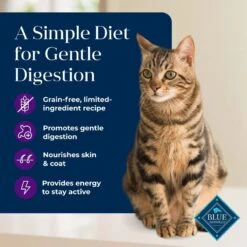 Blue Buffalo Basics Skin & Stomach Care Grain-Free Formula Turkey & Potato Indoor Mature Dry Cat Food -Blue Buffalo 75584 PT2. AC SS1800 V1646257591