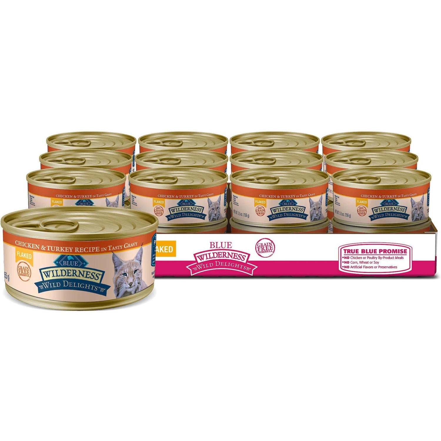 Blue Buffalo Wilderness Wild Delights Flaked Chicken & Turkey Grain-Free Canned Cat Food 1 Blue Buffalo Wilderness Wild Delights Flaked Chicken & Turkey Grain-Free Canned Cat Food