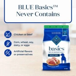 Blue Buffalo Basics Skin & Stomach Care Grain-Free Formula Duck & Potato Recipe Adult Dry Dog Food -Blue Buffalo 75650 PT5. AC SS1800 V1646259087