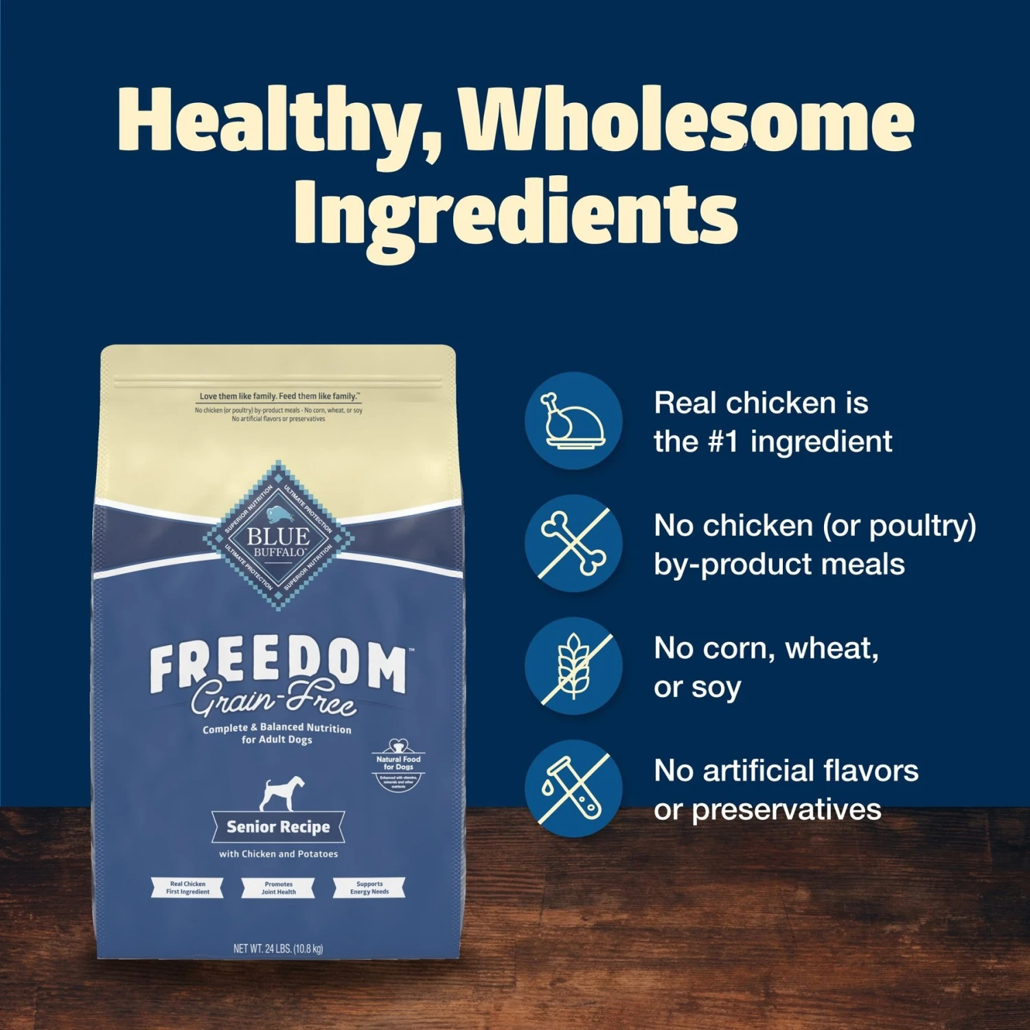Blue Buffalo Freedom Senior Chicken Recipe Grain-Free Dry Dog Food 5 Blue Buffalo Freedom Senior Chicken Recipe Grain-Free Dry Dog Food - Image 5